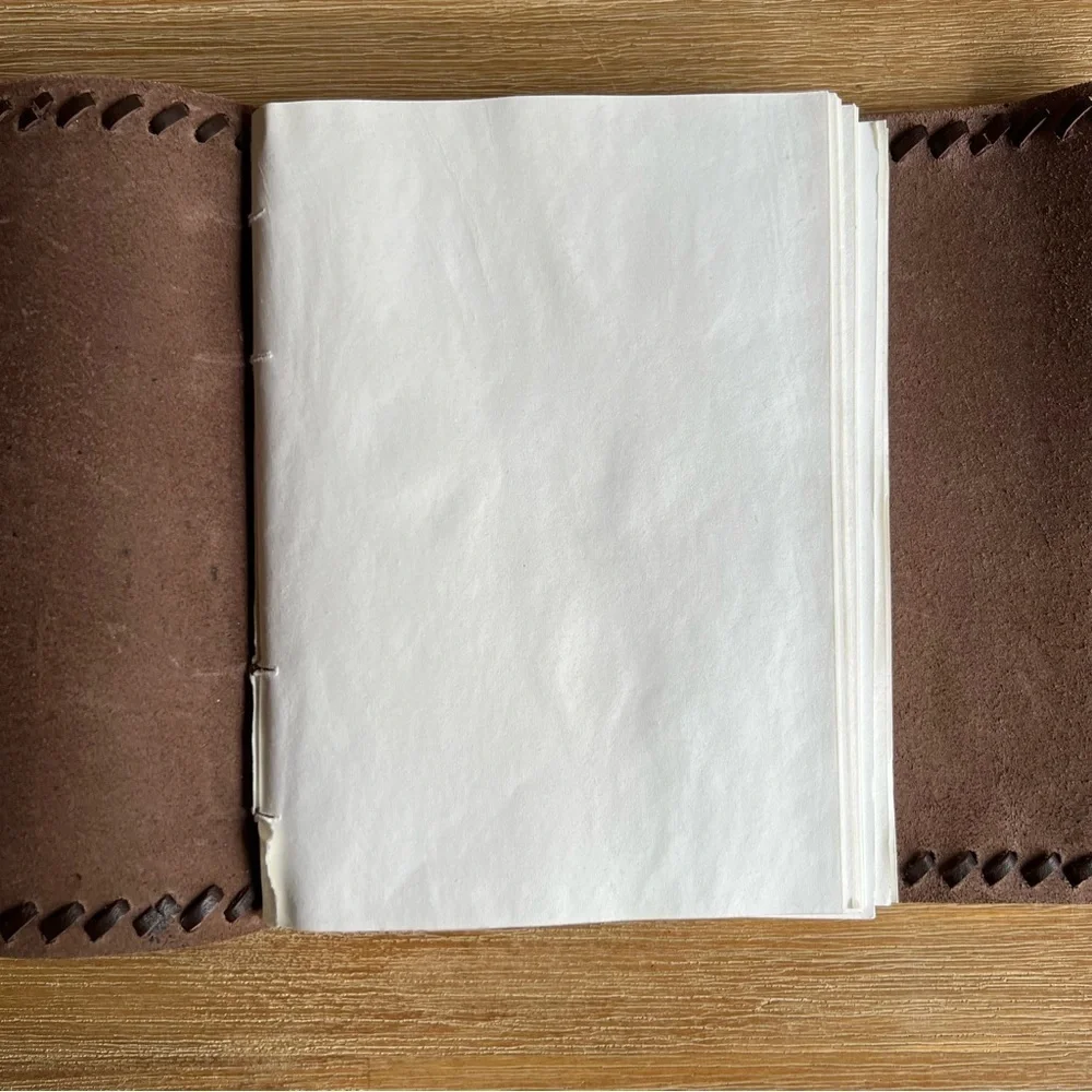 Handmade Brown Genuine Leather Journal Diary Pouch with Brass Clasp Closure - Picture 4 of 14